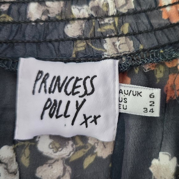 Princess Polly Evening Bloom Green Floral Ruffled Long Sleeve Mini Dress 2 - Picture 8 of 9